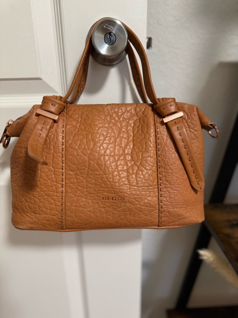 Ted Baker London Tan Pebbled Leather Mini Satchel
